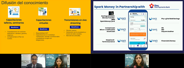 José Salazar (left) and Yamuna Sastry (right) presenting their case studies during the webinar.